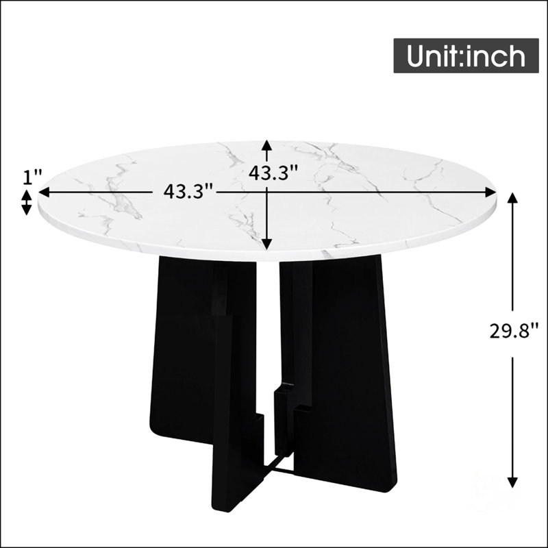 Table de salle à manger ronde, Blanc/Noir