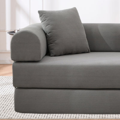 Folding Sofa Bed, 63" Convertible Couch Bed With 2 Pillows, Fold Out Couch, Foam Spring Floor Mattress, Futon Couch For Living Room, Office, Apartment