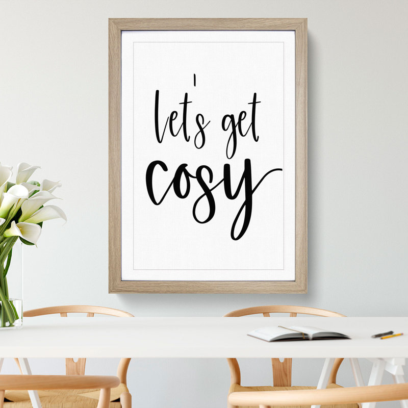 Let's Get Cosy - Picture Frame Typography, Oak Framed, 36cm H x 27cm W x 2cm D