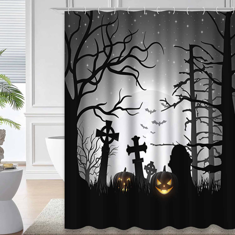 Rideau de douche Halloween avec citrouilles d'Halloween, L 72 po x l 72 po