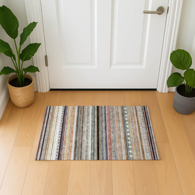 Premium Machine Washable Mayfield AMF2218 Striped Rug