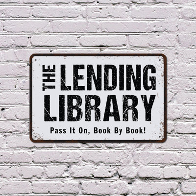 The Lending Library (2 Pack) 8 Inch x 12 Inch Plastic Sign