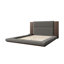 Floor Upholstered Platform Bed With Extended Wood Headboard   Bedside Shelf,No Box Spring Needed,Queen Size,Grey