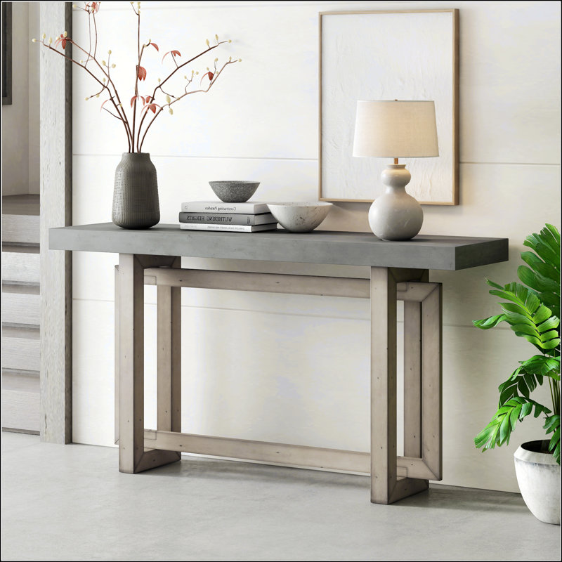 Contemporary Console Table With Wood Top