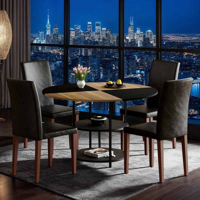 47.3" Circular Dining Table & 4 Chairs Set