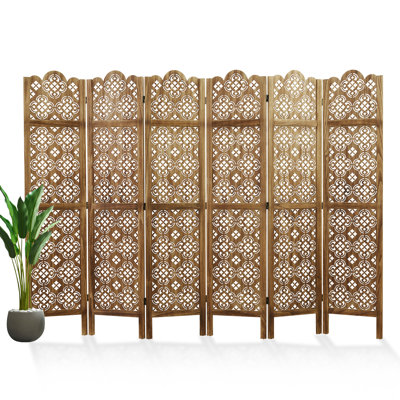 6-Panel Room Divider, Irregular Hollow Out, Double Charred Finish