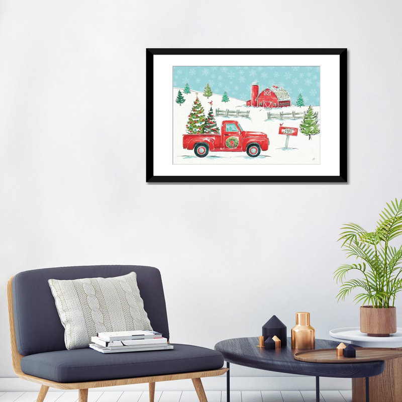 «Christmas In The Country I» par Daphne Brissonnet, impression sur toile tendue, Papier d'art encadré noir, Blanc