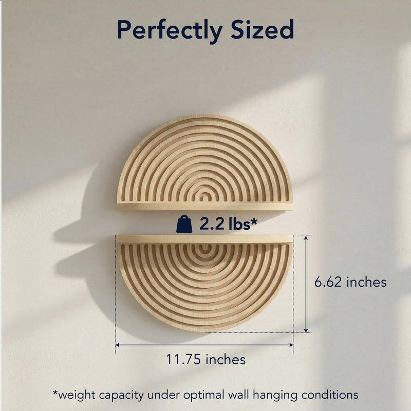  Boho Arched Lunar Ledges Wall Shelf, Modular Wood Floating Display Shelf with Fluted Arch Design for Bedroom, Bathroom, Kitchen & Living Room Decor