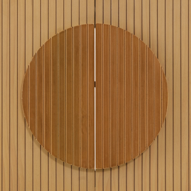 Meuble-lavabo de salle de bain cannelé 30 po avec lavabo - armoire moderne en bois autoportante avec portes à fermeture en douceur, 1 tiroir et rangement ouvert, décoration circulaire décorative, bois massif et panneau de fibres à densité moyenne