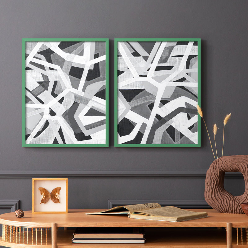 Magnetic Grays I - impression encadrée de qualité supérieure - prête à être accrochée - aucun clou requis - aucun clou requis