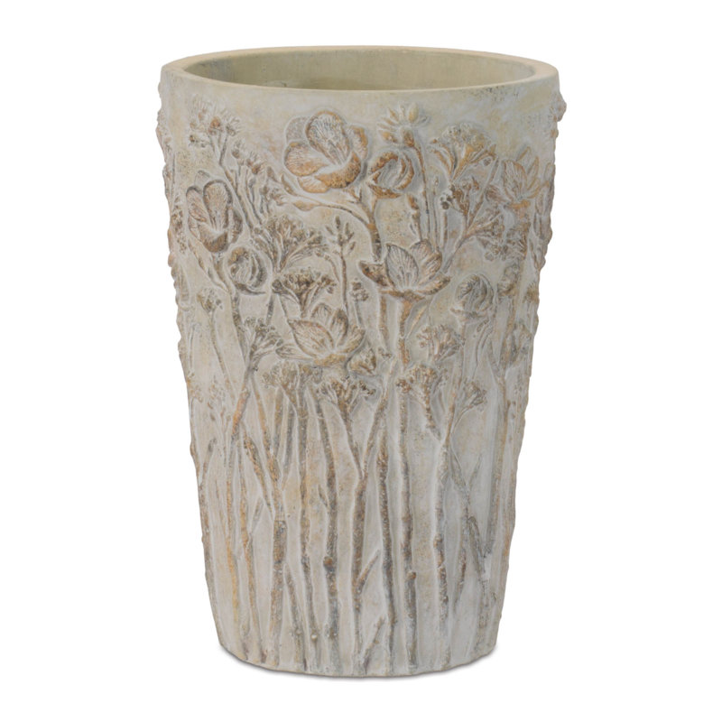 Embossed Wildflower Cement Planter (Set of 2)