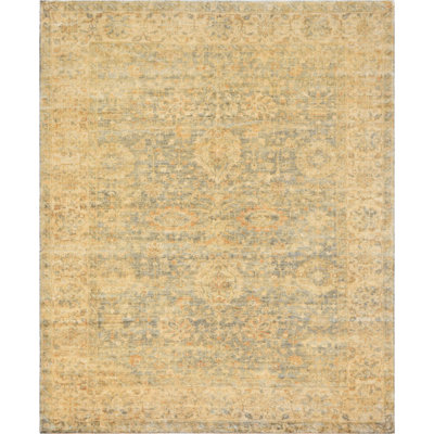 Tapis en laine brun clair / bleu