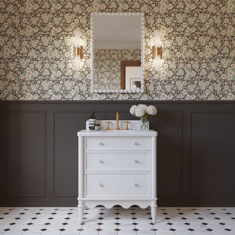 Meuble-lavabo 30 po Cheyannia en blanc de blanc 11-4800 TPG, marbre d'ingénierie NN160531