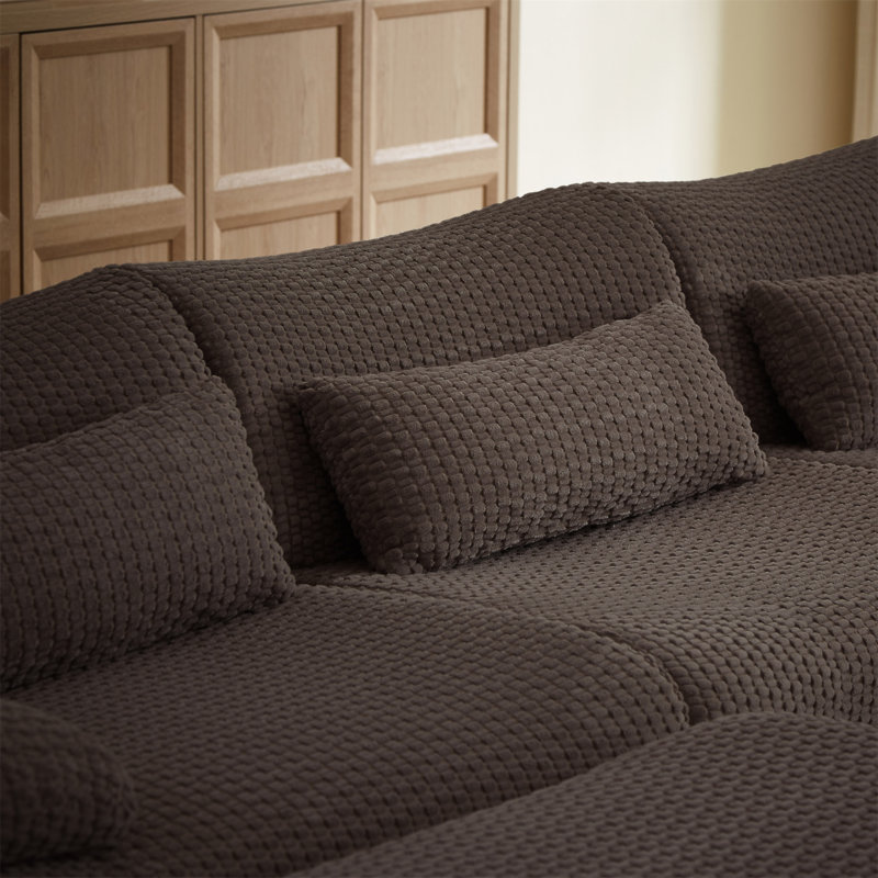 Canapés modulaires pour salon, canapé convertible en U avec repose-pieds, Brown Corduroy, Brown