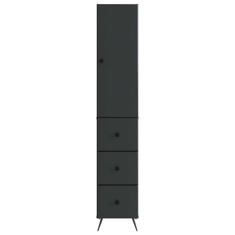  Cabinet Set 2 Pcs Engineered Wood Storage Living Room Office Bedroom, Black