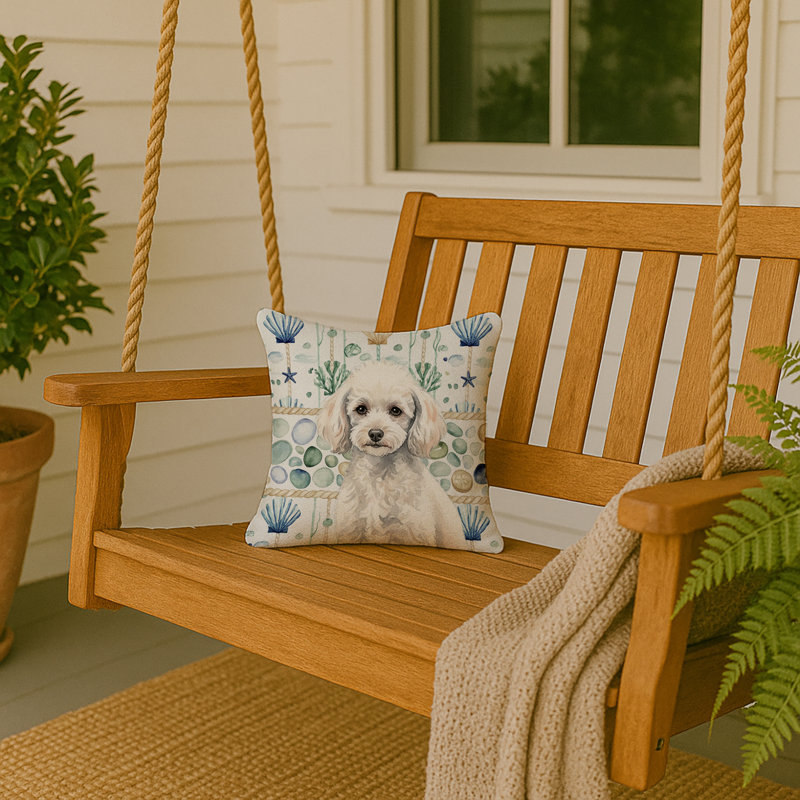 Coussin Miniature, Caniche blanc miniature, Carré 14 po
