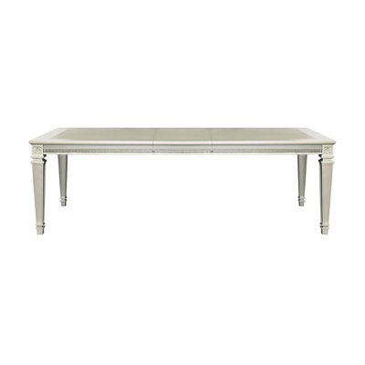 Modern Glam Design 1pc Dining Table with Extension Leaf Silver Finish Acrylic Inset Framing Dining Room Furniture
