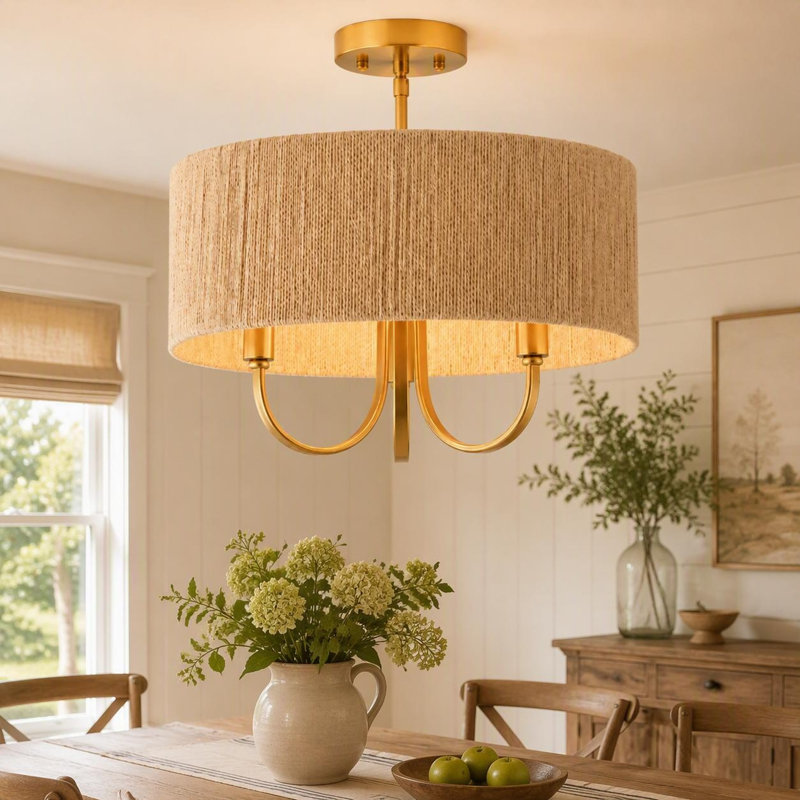 Plafonnier semi-encastré cylindrique 3 lumières Boho