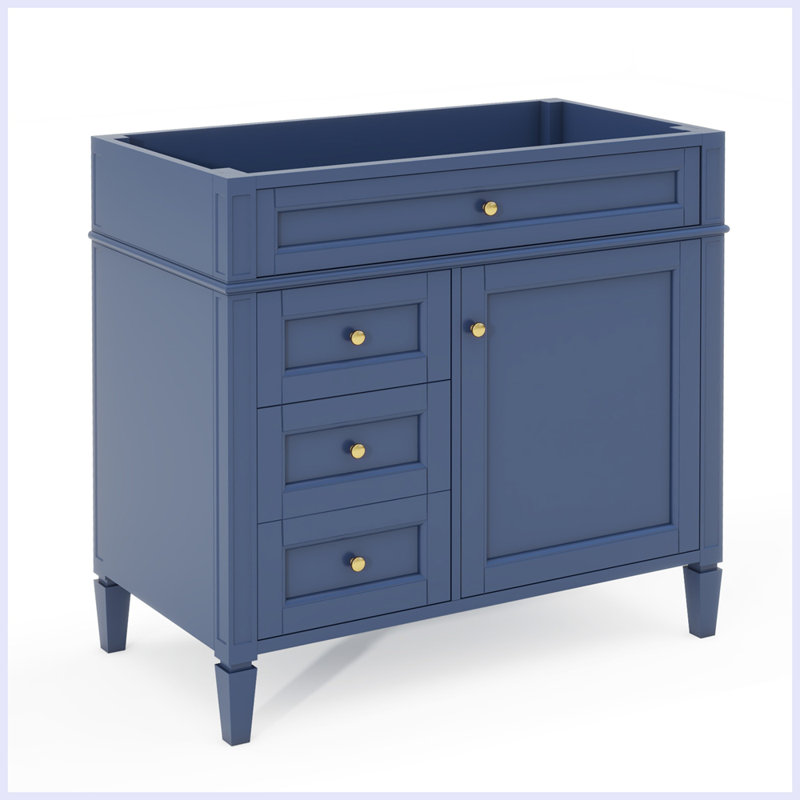 Modern Bathroom Storage Cabinet with 2 Drawers and a Tip-out Drawer, Blue
