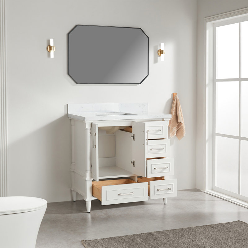 Ensemble de meuble-lavabo simple autoportant 36 po avec 2 poignées entièrement assemblé