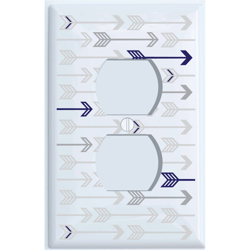 Couvre-prises à imprimé flèches bleu marine et gris / décor de chambre de bébé gris pour bébé garçon ou fille (housse de prise)