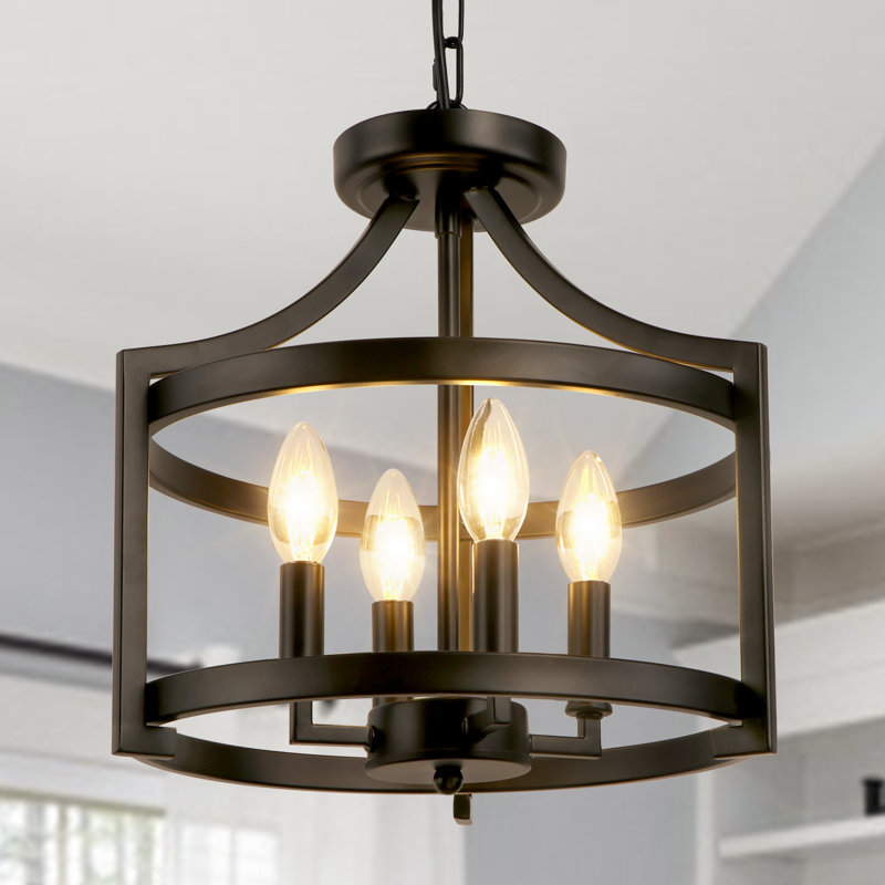 Lustre lanterne 4 lumières Aonesty, Noir mat