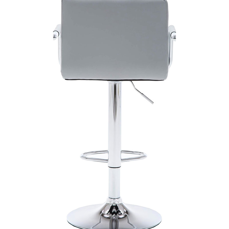 Tabouret de bar contemporain à accoudoirs pivotants gris, réglable de 24 à 33 po, pivotant sur 360 °, siège rembourré confortable à hauteur réglable