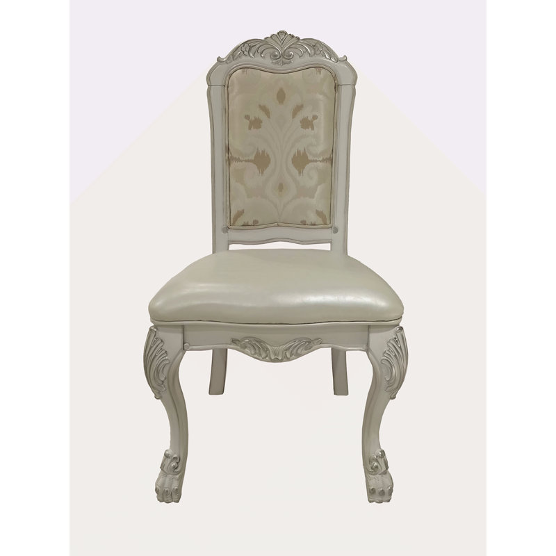 Ensemble de 2 chaises d'appoint en cuir synthétique, tissu et blanc os