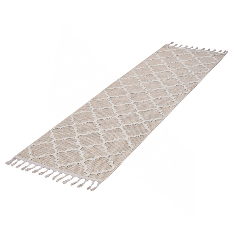 Collection Ivory /Trellis Indoor/Outdoor Area Rug, Runner 2'2" x 8'
