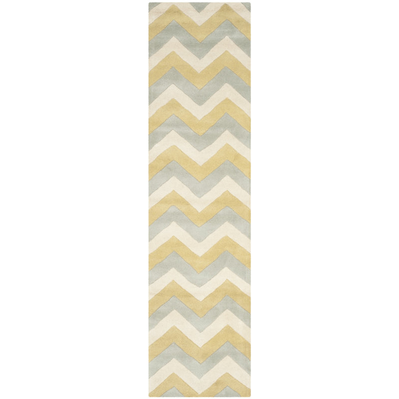 Teresita Hand Tufted Wool Chevron Rug, Runner 2'3" x 9'