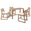 Ensemble de bar de patio en bois massif 5 pièces, table de bar d'extérieur et chaises ergonomiques à lattes pour le bord de la piscine-129382228