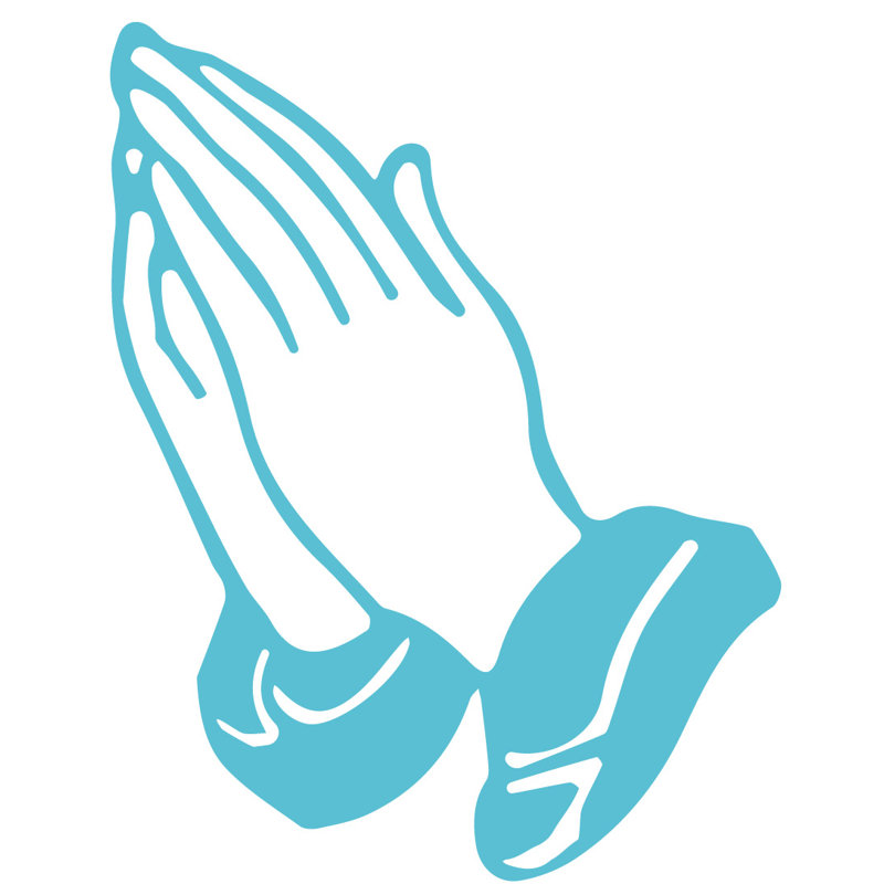 Décalcomanie murale prayer mains, H 24 po x l 19 po x P 0,01 po, Bleu geyser