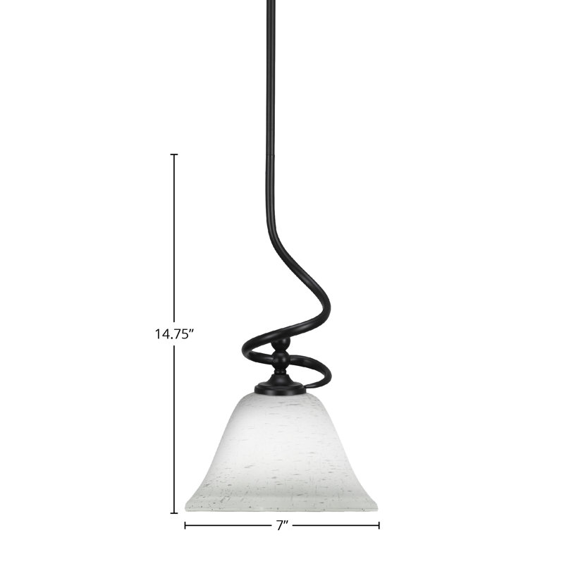 Mini-luminaire suspendu Gavinton avec verre mousseline blanc 7 po, Noir mat