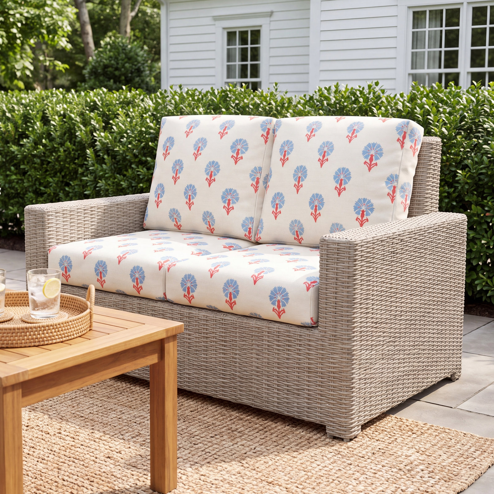 Henri 61" Sunbrella® Patio Loveseat, Sunbrella® Canvas Natural
