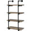 Étagère fonctionnelle noire et rustique à 4 tablettes pour bureau, étagère fonctionnelle en chêne-126060734-126060738