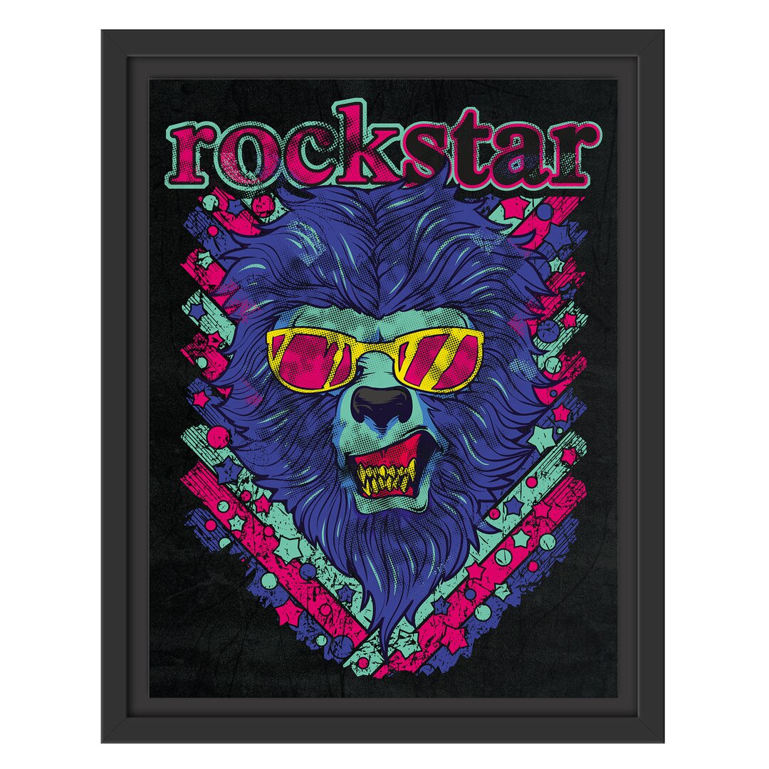 Gerahmtes Wandbild Rockstar-lion black