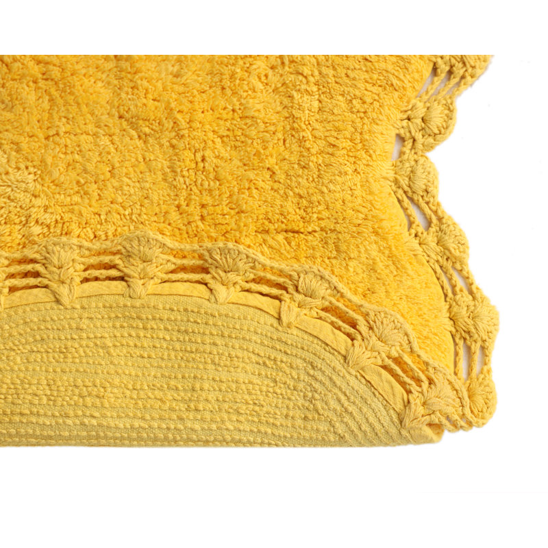 Cotton Blend Non-Slip Bath Rug, Yellow
