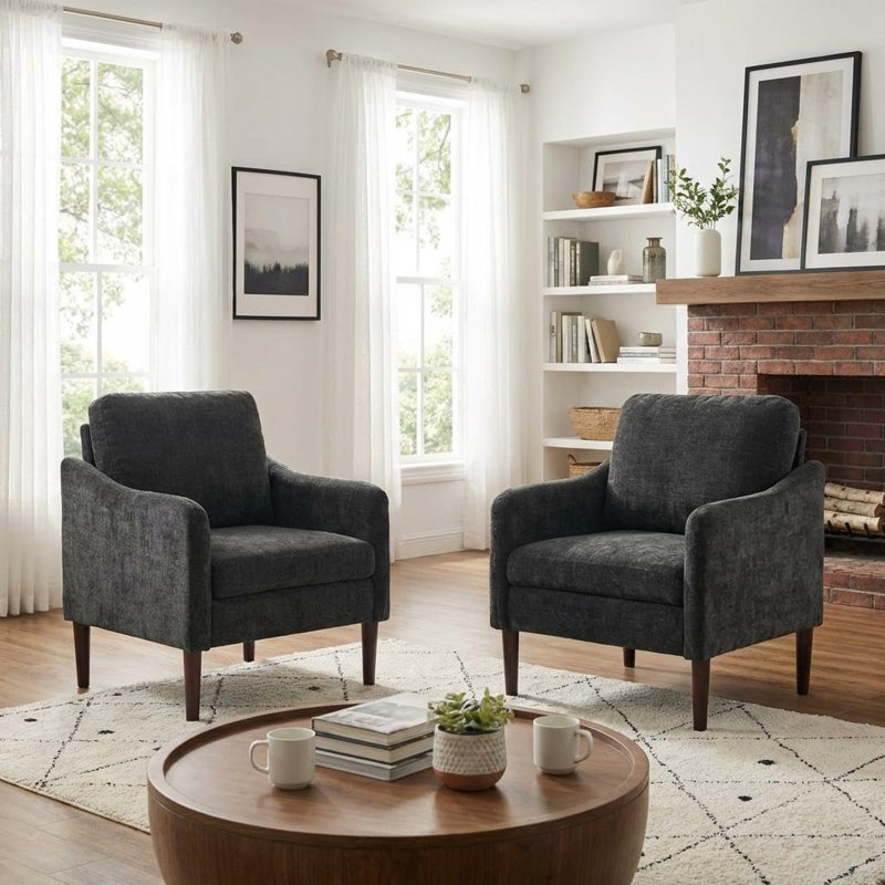 Upholstered Accent Chair, Black