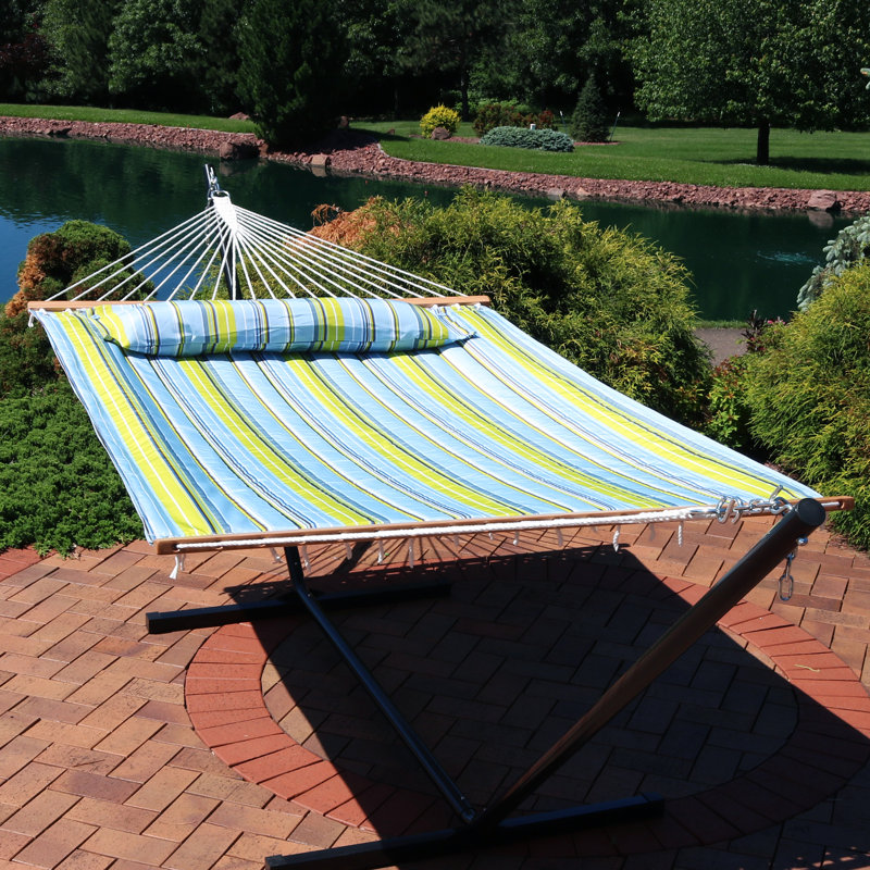 Hamac de bar 2 pièces en polyester matelassé - bleu / vert, Bleu / vert