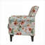 Fauteuil d'appoint compact avec garniture cloutée florale avec pieds en bois massif, revêtement en polyester vert classique