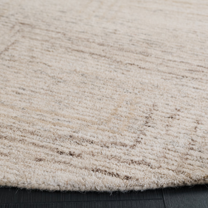 Karlette Ebony Hand Tufted Wool/Cotton Abstract Rug in Ivory/Beige, Round 6'