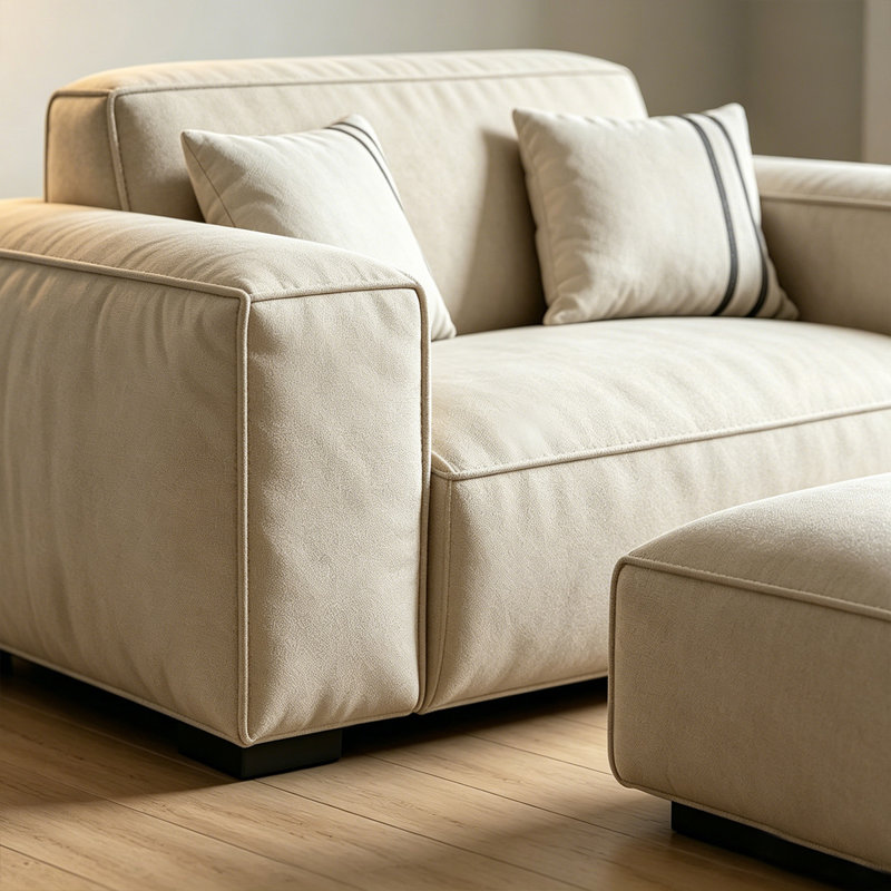 Fauteuil à coussin en polyester avec repose-pieds