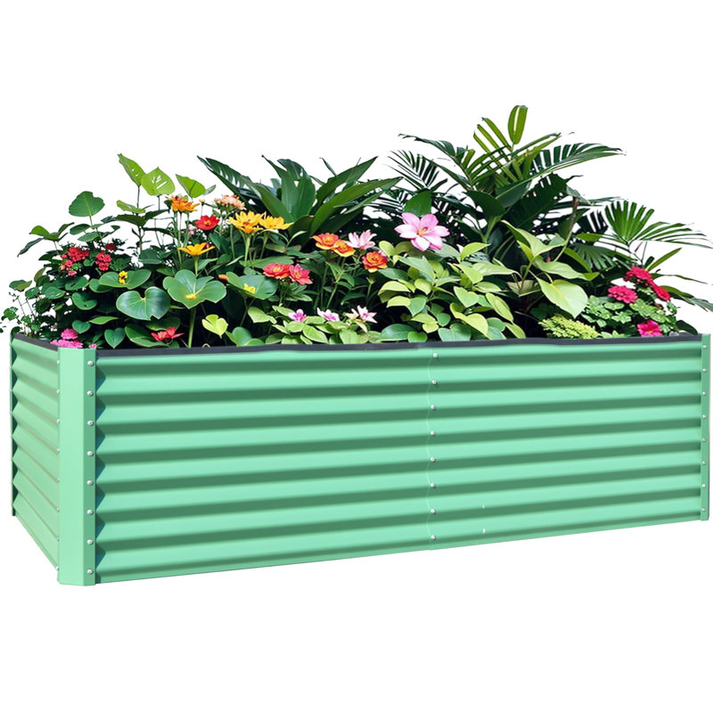 Metal Raised Garden Bed, 11.81" H X 70.87" W X 35.43" D, Green