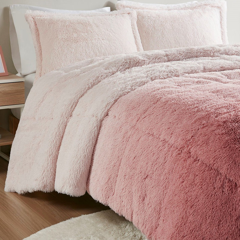 Édredon en fausse fourrure Blush Warm - simple / simple TG, ombre, douillet, doux, lavable à la machine