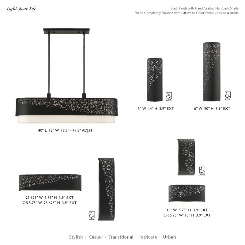 Noria Organic Laser Cut Black Steel 2-Light Vanity Sconce with Off-White Linen Shade