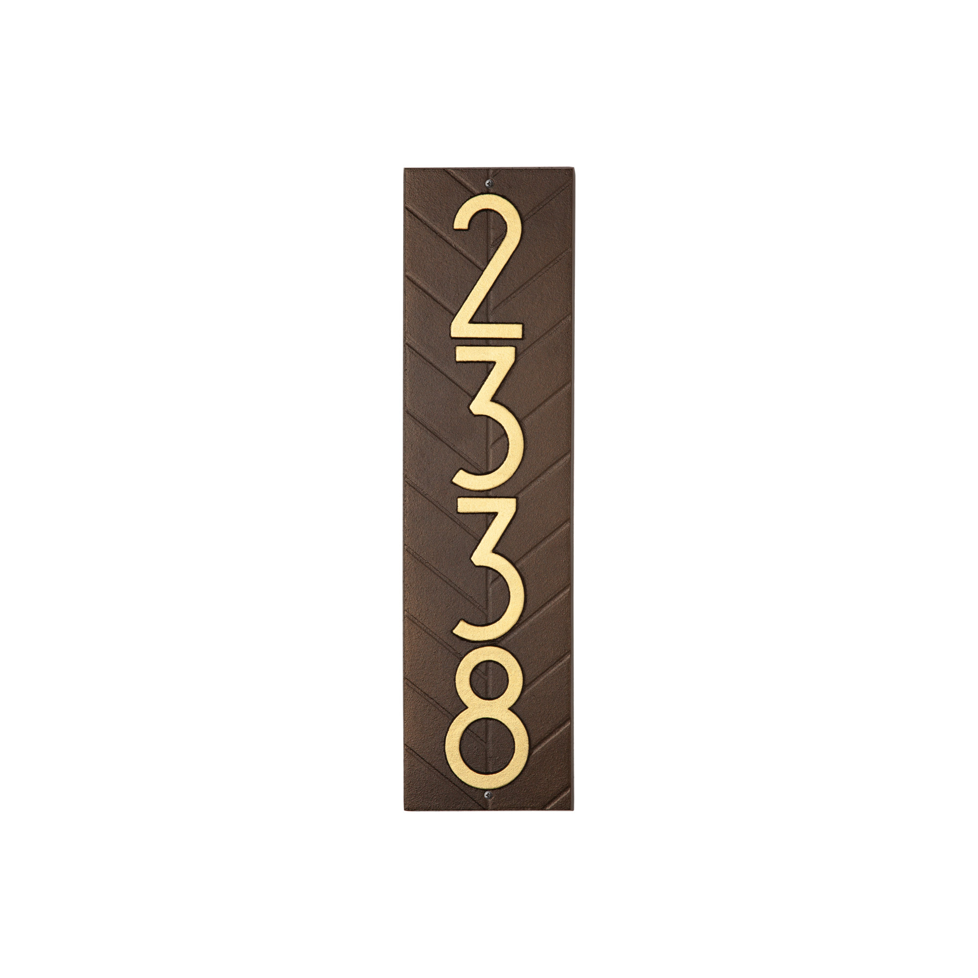 Mid-century Modern Herringbone Vertical Wall Plaque, Aged Bronze/Gold, Yes