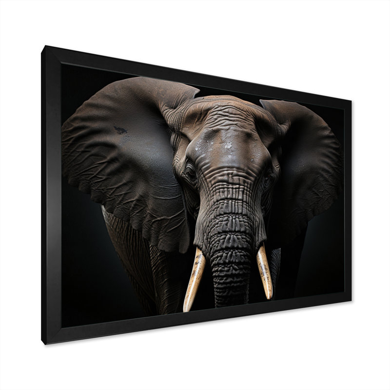 " Elephant Silent Majesty I ", Black Picture Framed, 30" H x 40" W x 1.5" D