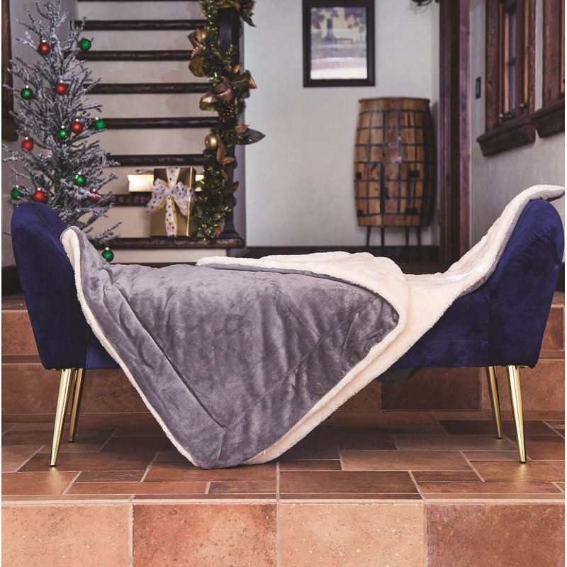 Jeté de couette en peluche , Gris/beige