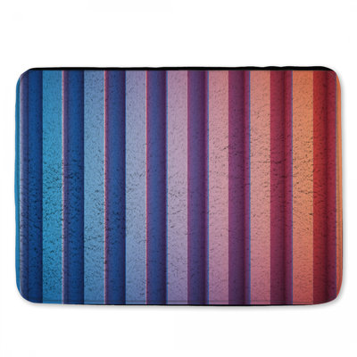 Blue Pink Vertical Stripes Bath Mat