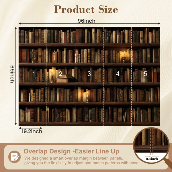 Red Barrel Studio Peel and Stick Wallpaper storied Bookshelf Librarian ...